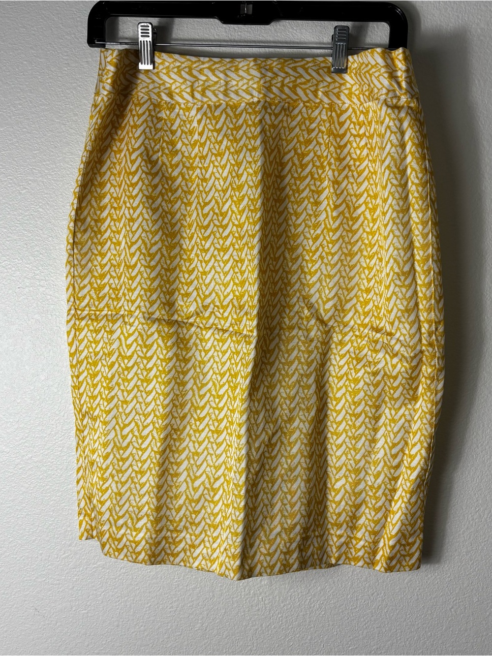 Banana Republic Herringbone Print Pencil Skirt Yellow NWT Size 8